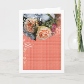 Tarjeta Festiva Tela escocesa de los rosas del melocotón de las