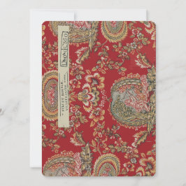 Tarjeta Festiva Tela francesa roja antigua de Villefranche