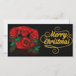 Tarjeta Festiva Teléfono de Navidades rojos antiguos