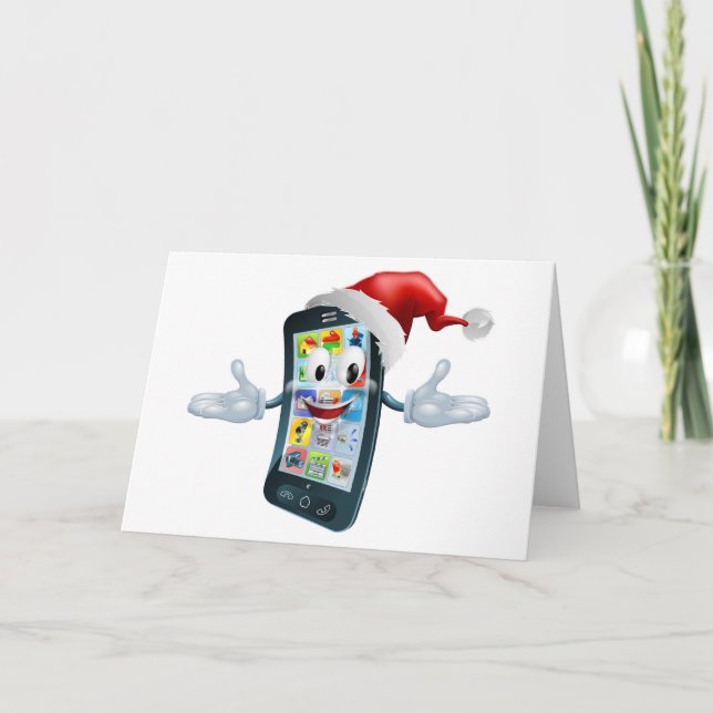 Tarjeta Festiva Teléfono móvil de Navidades felices (Anverso)