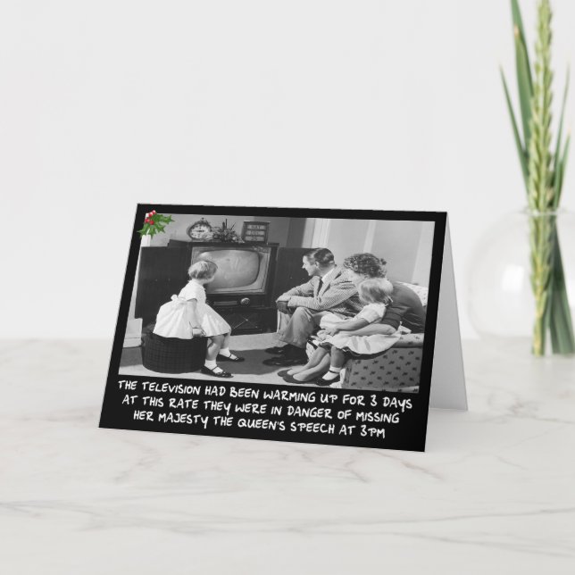 Tarjeta Festiva Televisión de Navidades divertidos (Anverso)