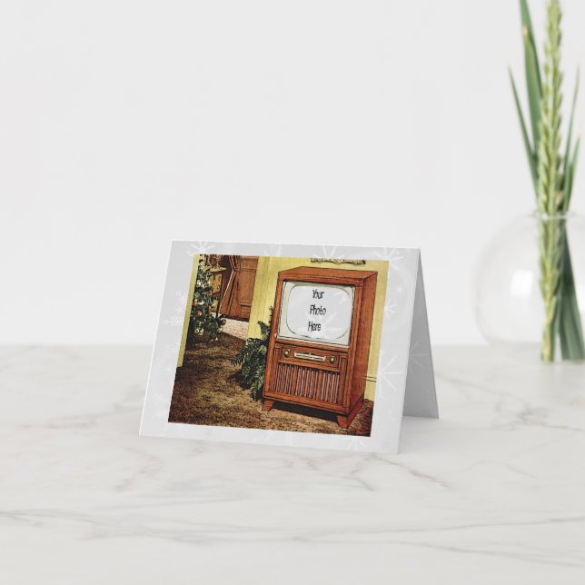 Tarjeta Festiva Televisión de Navidades retro de los años 50 (Anverso)