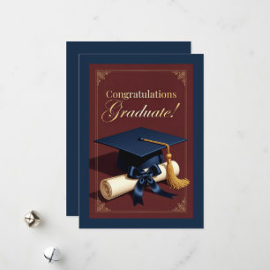 Tarjeta Festiva Tema Clásico de Logro de Graduación
