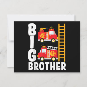 Tarjeta Festiva Tema de camión de bomberos grande hermano de niño 