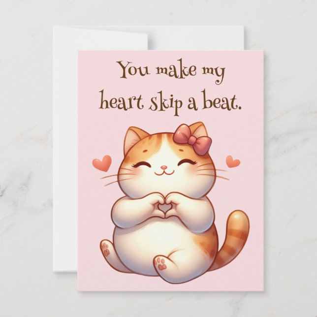 Tarjeta Festiva Tema de gato Día de San Valentín personalizado (Anverso)
