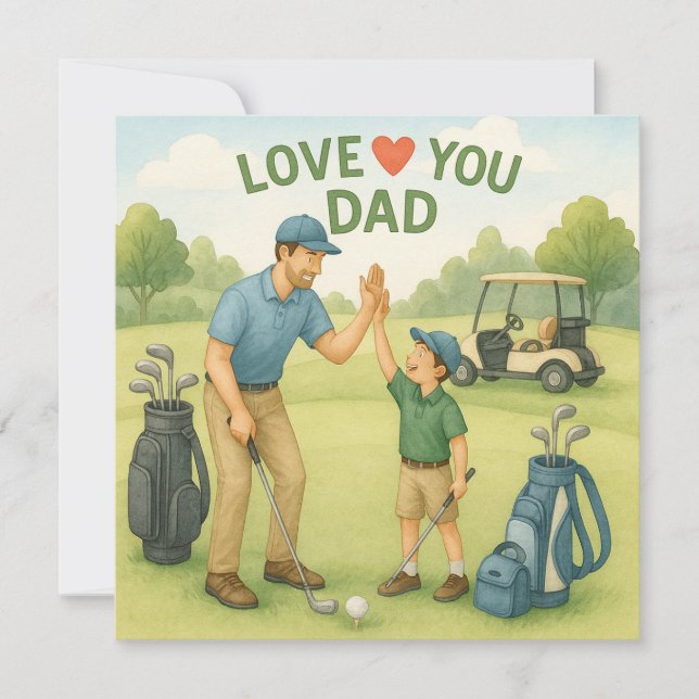 Tarjeta Festiva Tema de golf para papá (Anverso)