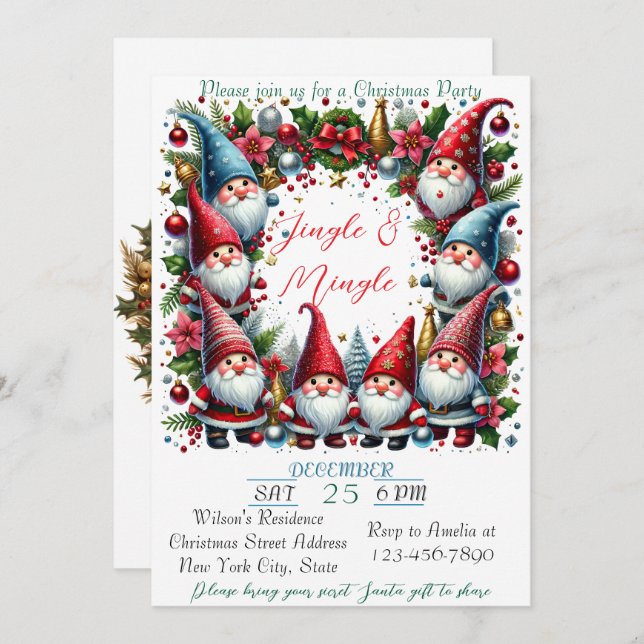 Tarjeta Festiva Tema de los Navidades coloridos modernos (Anverso / Reverso)