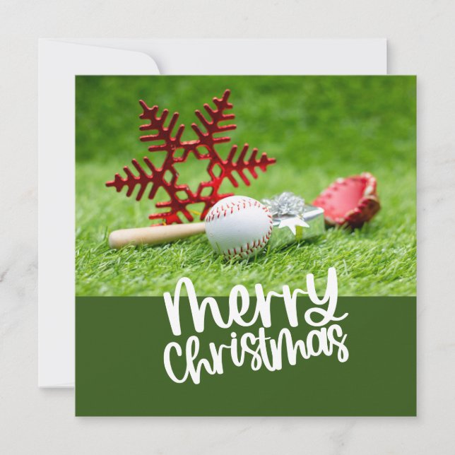 Tarjeta Festiva Tema de los Navidades de béisbol (Anverso)