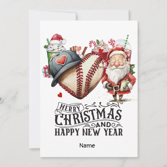 Tarjeta Festiva Tema de los Navidades de béisbol (Anverso)