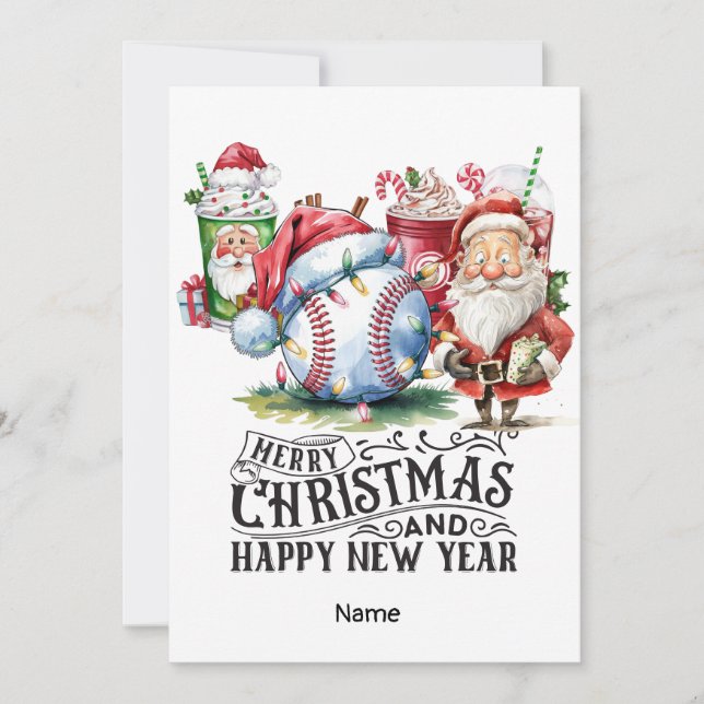 Tarjeta Festiva Tema de los Navidades de béisbol (Anverso)
