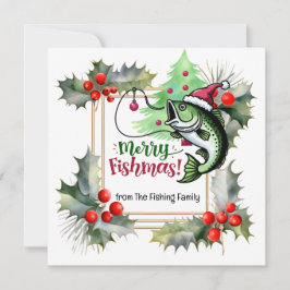 Tarjeta Festiva Tema de los Navidades de los amantes de la pesca