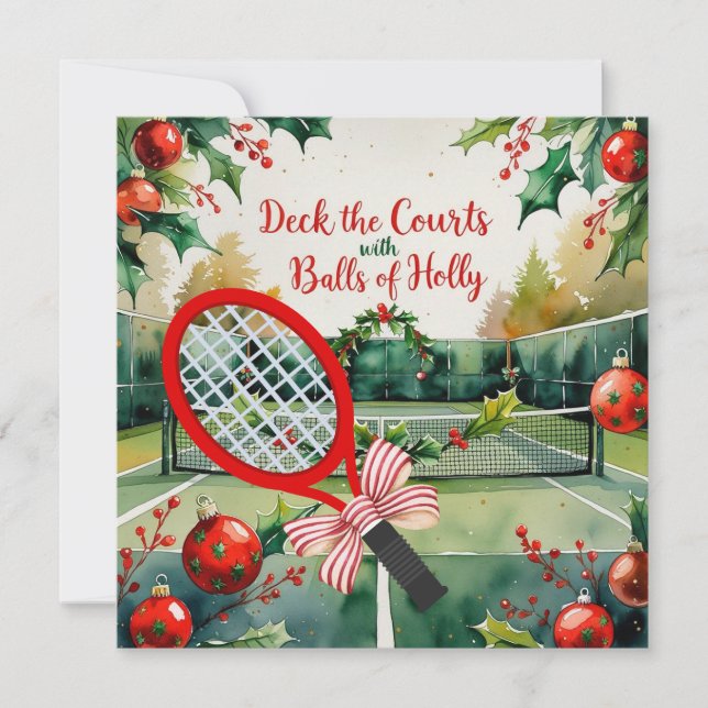 Tarjeta Festiva Tema de los Navidades de raquetas de tenis (Anverso)