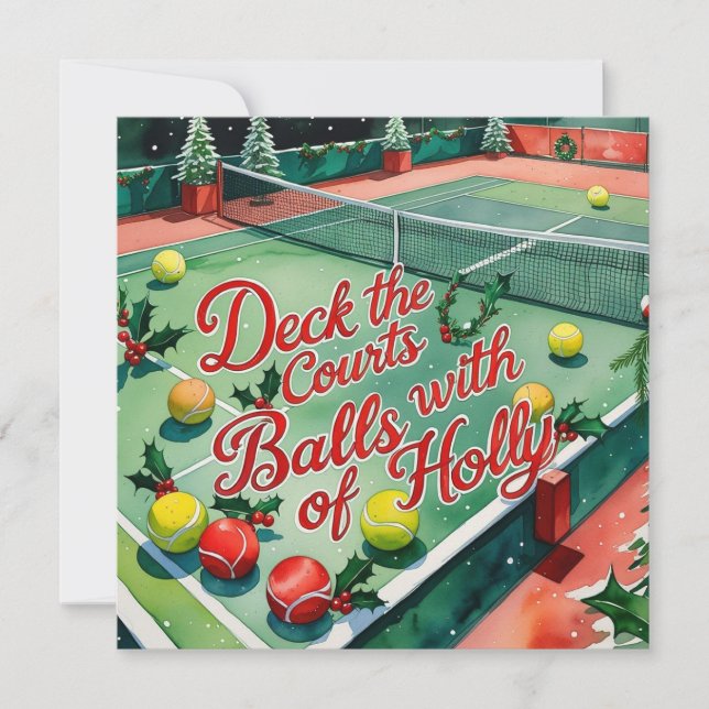 Tarjeta Festiva Tema de los Navidades de raquetas de tenis (Anverso)
