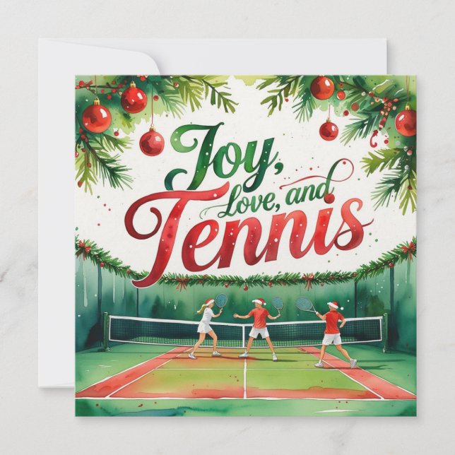 Tarjeta Festiva Tema de los Navidades de tenis (Anverso)