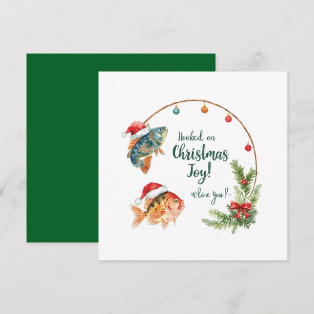 Tarjeta Festiva Tema de los navidades para los amantes de la pesca (Anverso / Reverso)