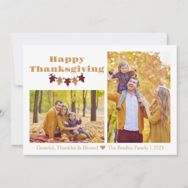 Tarjeta Festiva Tema de otoño | Fotografía de la familia Happy Tha (Anverso)