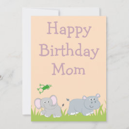 Tarjeta Festiva Tema Safari Feliz Cumpleaños Mamá