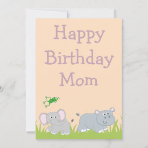 Tarjeta Festiva Tema Safari Feliz Cumpleaños Mamá