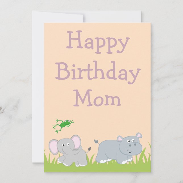 Tarjeta Festiva Tema Safari Feliz cumpleaños mamá (Anverso)