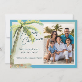 Tarjeta Festiva Tema tropical de la playa navideña