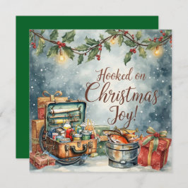 Tarjeta Festiva Temas de Navidades pesqueros para los amantes de l