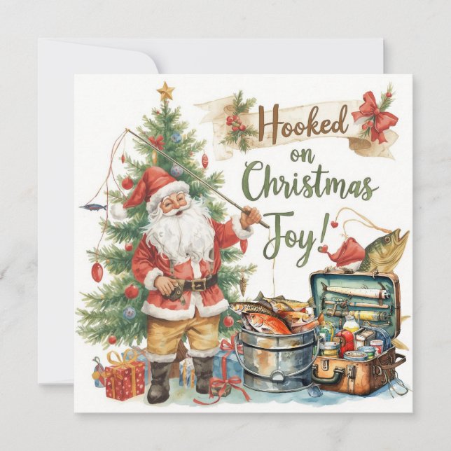 Tarjeta Festiva Temas de Navidades pesqueros para los amantes de l (Anverso)