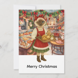 Tarjeta Festiva Temática de gatos Navidades en panadería