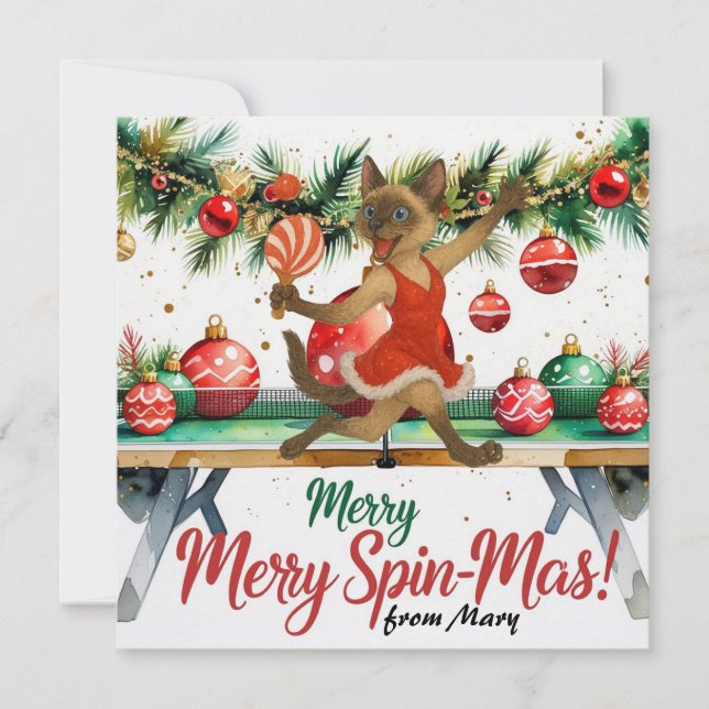 Tarjeta Festiva Temática de Navidades de Ping Pong para festividad (Anverso)