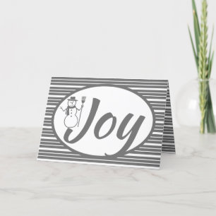 Tarjeta Festiva Temática De Snowman De Rayos Gris Y Rayas Blancas