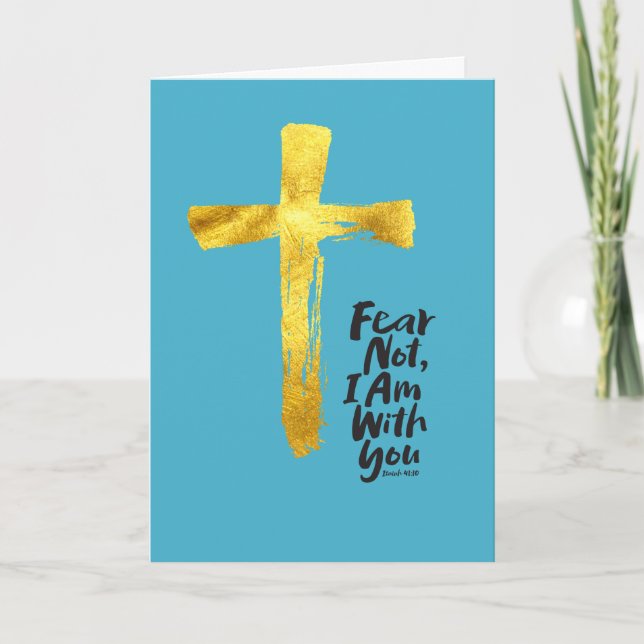 Tarjeta Festiva TEMOR NO, ESTOY contigo - Christian - Cruz de Oro (Anverso)