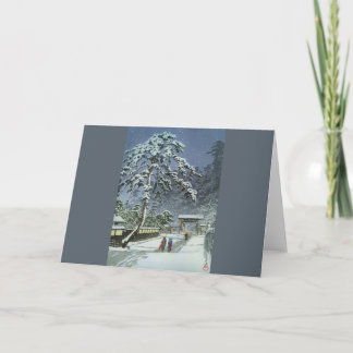 Tarjeta Festiva Templo Honmonji en Nieve - Kawase Hasui 川 瀬 巴 水