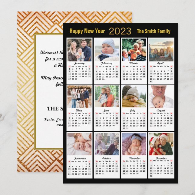 Tarjeta Festiva Temporada 2023 de Gold Script Modern Family 12 Pho (Anverso / Reverso)