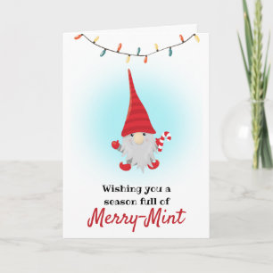 Tarjeta Festiva Temporada adorable llena de duende de menta alegre
