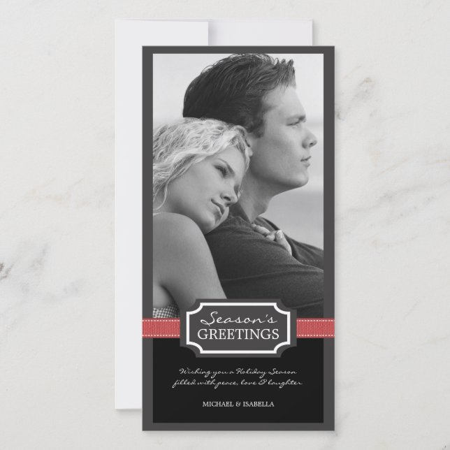 Tarjeta Festiva Temporada de Elegancia Saludo de la Temporada Lazo (Anverso)