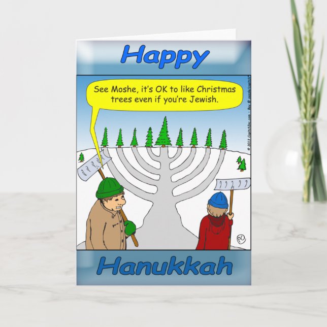 Tarjeta Festiva Temporada de feriados de Hanukkah y Navidades (Anverso)