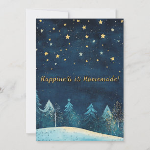 Tarjeta Festiva Temporada de feriados de Navidades de acuarela noc