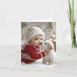 Tarjeta Festiva Temporada de invierno con los pequeños ayudantes d