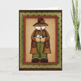 Tarjeta Festiva Temporada de Invierno Snowfolk Snowman Greeting Ca