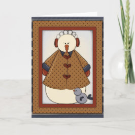 Tarjeta Festiva Temporada de Invierno Snowfolk Snowman Greeting Ca