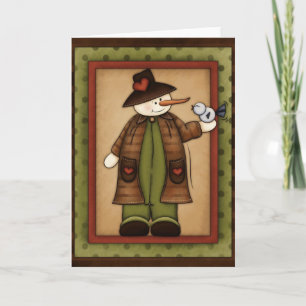 Tarjeta Festiva Temporada de Invierno Snowfolk Snowman Greeting Ca