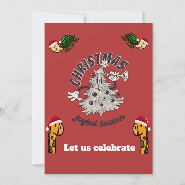 Tarjeta Festiva Temporada de júbilo de los Navidades retro Persona (Anverso)