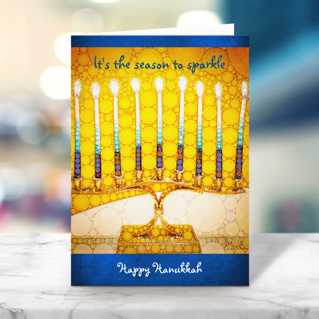 Tarjeta Festiva Temporada de menorah amarilla al Personalizado esp (Subido por el creador)