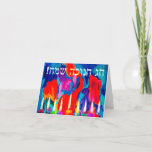 Tarjeta Festiva Temporada de Milagros Menorah<br><div class="desc">"Chag Chanukah Sameach" significa ¡Feliz Hanukkah! Esta colorida tarjeta de arte iluminará el amor en tu corazón por tus amigos y familia. ¡Enciende el espíritu de Hanukkah con tu tribu,  cerca y lejos!</div>