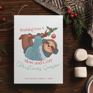 Tarjeta Festiva Temporada de Navidades lentos y acogedores con col