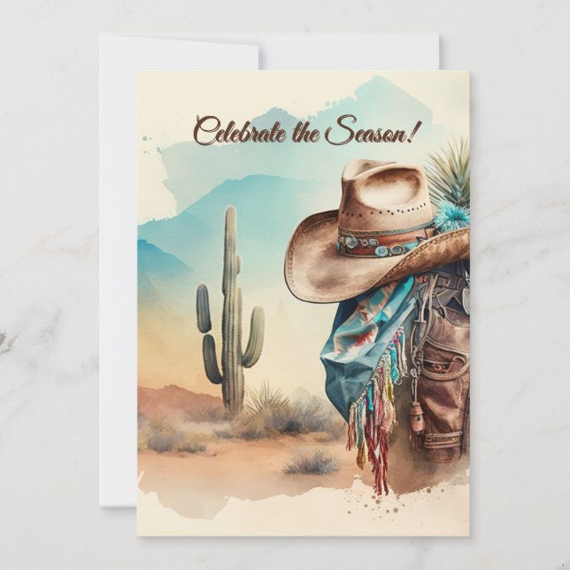 Tarjeta Festiva Temporada de vacaciones de Navidades de acuarela d (Anverso)