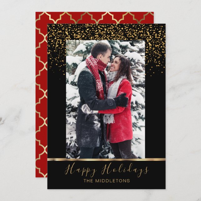 Tarjeta Festiva Temporada navideña feliz (Anverso / Reverso)