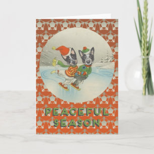 Tarjeta Festiva Temporada pacífica: Patinar Perros Ganaderos Austr