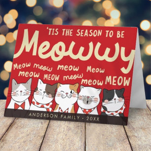 Tarjeta Festiva Temporada para ser Meowwy Divertidos Gatitos Canta