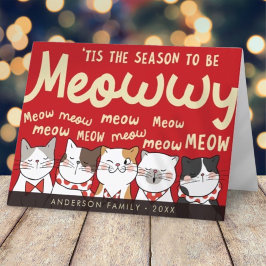 Tarjeta Festiva Temporada para ser Meowwy Divertidos Gatitos Carol