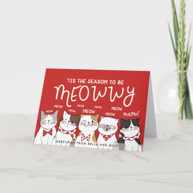 Tarjeta Festiva Temporada para ser Meowwy | Gracioso saludo de fer (Anverso)